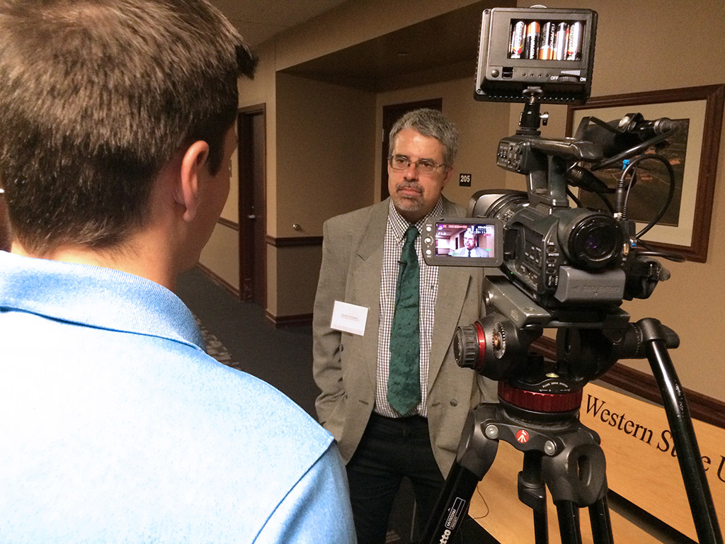 Robert Bergland at the Walter Cronkite Conference on Media Ethics at Missouri Western State University, Nov. 9, 2015. Photo by Bradley Wilson