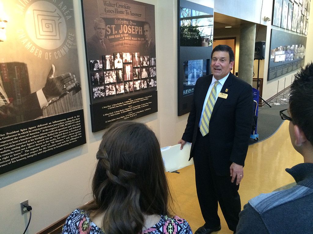 Robert Vartabedian, university president, at the Walter Cronkite Conference on Media Ethics at Missouri Western State University, Nov. 9, 2015. Photo by Bradley Wilson